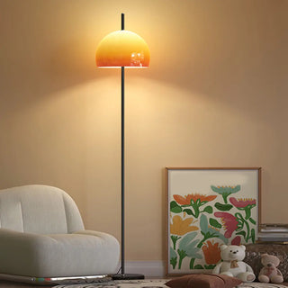 Contemporary Glass Dome Metal Bedside Floor Lamp Zawala Image - 2