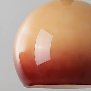 ZOWALA - Contemporary Round Glass Wood Bedroom Orange Pendant Light Image - 10