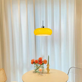 ZOWALA - Contemporary Drum Glass Table Orange Mini Pendant Light Image - 1