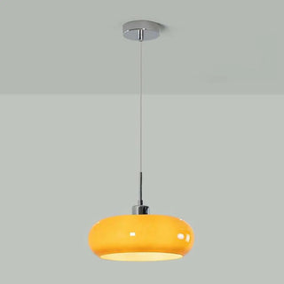 ZOWALA - Contemporary Drum Glass Table Orange Mini Pendant Light Image - 10