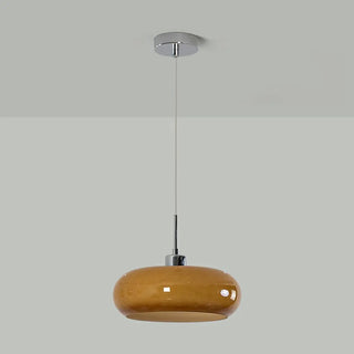 ZOWALA - Contemporary Drum Glass Table Orange Mini Pendant Light Image - 11