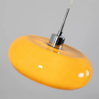 ZOWALA - Contemporary Drum Glass Table Orange Mini Pendant Light Image - 13