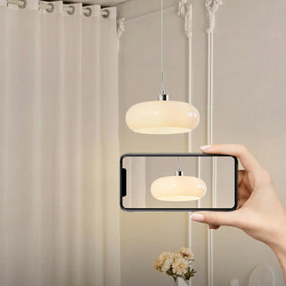 ZOWALA - Contemporary Drum Glass Table Orange Mini Pendant Light Image - 16