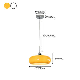 ZOWALA - Contemporary Drum Glass Table Orange Mini Pendant Light #size
