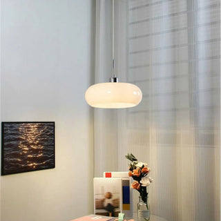 ZOWALA - Contemporary Drum Glass Table Orange Mini Pendant Light Image - 2