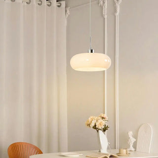 ZOWALA - Contemporary Drum Glass Table Orange Mini Pendant Light Image - 5
