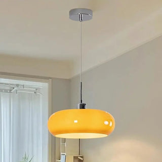 ZOWALA - Contemporary Drum Glass Table Orange Mini Pendant Light Image - 6