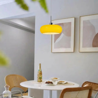 ZOWALA - Contemporary Drum Glass Table Orange Mini Pendant Light Image - 8