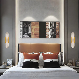 Contemporary Oval Gold Marble Wall Mounted Light Zawala Image - 1