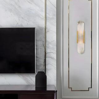 Contemporary Oval Gold Marble Wall Mounted Light Zawala Image - 4