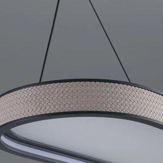 ZOWALA - Contemporary Oval Woven Rim LED Island Light Image - 12