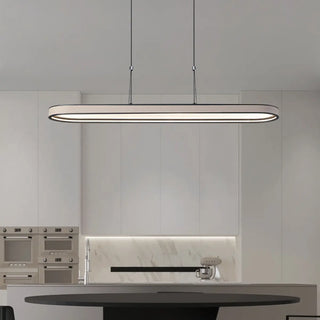 ZOWALA - Contemporary Oval Woven Rim LED Island Light Image - 3