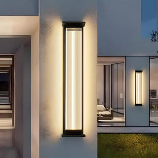 Contemporary Geometric Metal Black Exterior Wall Sconce Zawala Image - 1