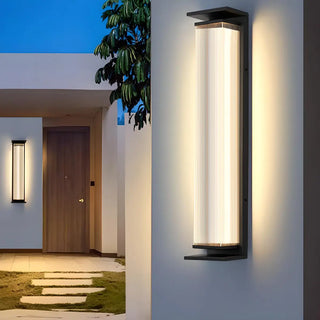 Contemporary Geometric Metal Black Exterior Wall Sconce Zawala Image - 2
