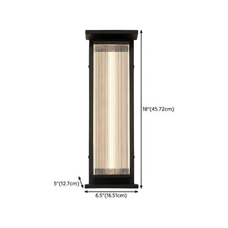 Contemporary Geometric Metal Black Exterior Wall Sconce Zawala #size