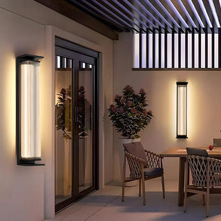 Contemporary Geometric Metal Black Exterior Wall Sconce Zawala Image - 7