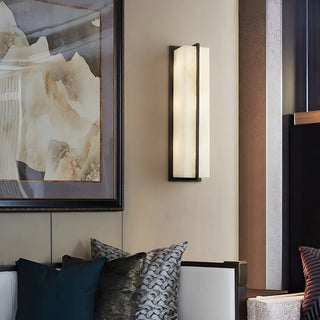 Contemporary Alabaster Square Black Living Room Wall Lamp Zawala Image - 3
