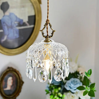 ZOWALA - Modern Elegant Crystal Dome Adjustable Pendant Light Image - 2