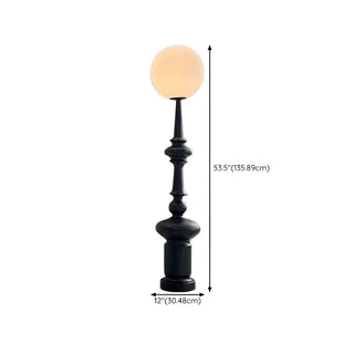 Dual Spheres Contemporary Black Sculptural Floor Lamp Zawala #size