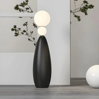 Dual Spheres Contemporary Black Sculptural Floor Lamp Zawala Image - 2