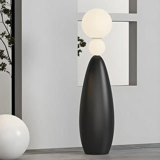Dual Spheres Contemporary Black Sculptural Floor Lamp Zawala Image - 3