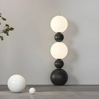 Dual Spheres Contemporary Black Sculptural Floor Lamp Zawala Image - 4