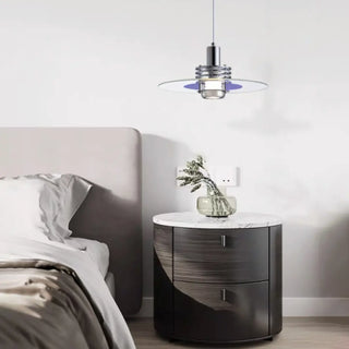 ZOWALA - Contemporary Disc Glass Living Room Orange Pendant Light Image - 1