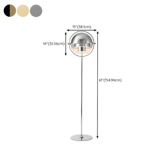 ZOWALA - Contemporary Silver Tiered Globe LED Floor Lamp #size