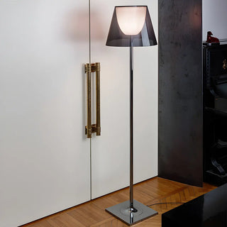 Trendy Smoked Aluminum Shade Chrome LED Floor Lamp Zawala Image - 1