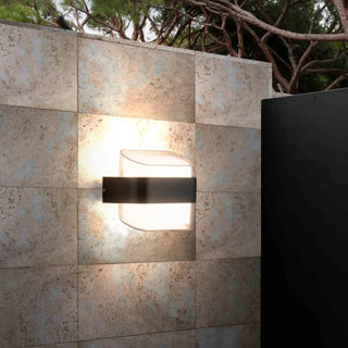 Contemporary Square Outdoor Wall Sconce Frosted Glass Zawala Image - 1