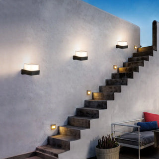 Contemporary Square Outdoor Wall Sconce Frosted Glass Zawala Image - 2