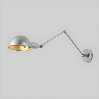 Contemporary Swing Arm Metal Dome Dining Silver Wall Sconce Image - 11
