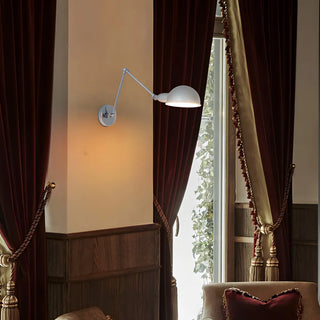 Contemporary Swing Arm Metal Dome Dining Silver Wall Sconce Image - 3