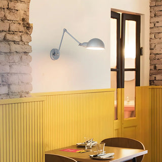 Contemporary Swing Arm Metal Dome Dining Silver Wall Sconce Image - 6