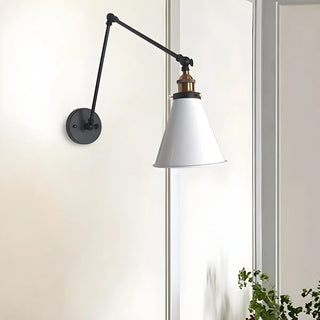 ZOWALA - Contemporary Swing Arm Cone Metal White Wall Sconce Image - 1