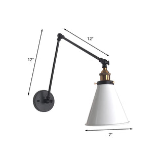 ZOWALA - Contemporary Swing Arm Cone Metal White Wall Sconce Image - 10