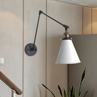 ZOWALA - Contemporary Swing Arm Cone Metal White Wall Sconce Image - 6
