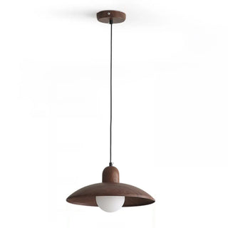 ZOWALA - Contemporary UFO Metal Dining Room Walnut Pendant Light Image - 10