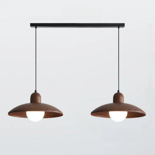 ZOWALA - Contemporary UFO Metal Dining Room Walnut Pendant Light Image - 11