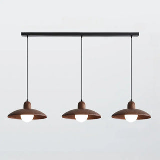 ZOWALA - Contemporary UFO Metal Dining Room Walnut Pendant Light Image - 12