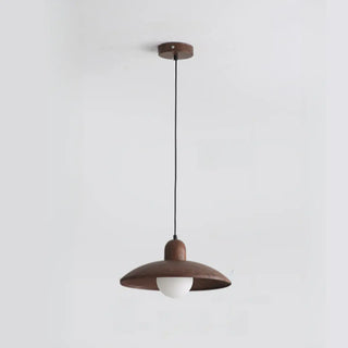ZOWALA - Contemporary UFO Metal Dining Room Walnut Pendant Light Image - 13