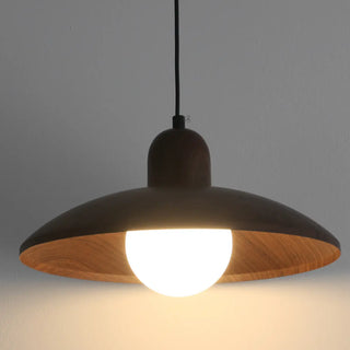 ZOWALA - Contemporary UFO Metal Dining Room Walnut Pendant Light Image - 14