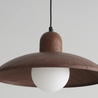 ZOWALA - Contemporary UFO Metal Dining Room Walnut Pendant Light Image - 16