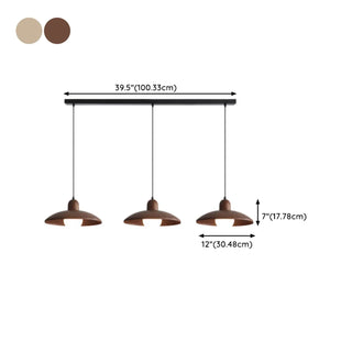 ZOWALA - Contemporary UFO Metal Dining Room Walnut Pendant Light #size