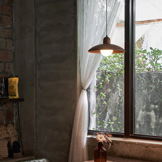 ZOWALA - Contemporary UFO Metal Dining Room Walnut Pendant Light Image - 2