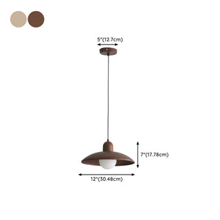 ZOWALA - Contemporary UFO Metal Dining Room Walnut Pendant Light Image - 20