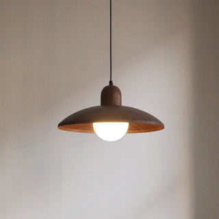 ZOWALA - Contemporary UFO Metal Dining Room Walnut Pendant Light Image - 4