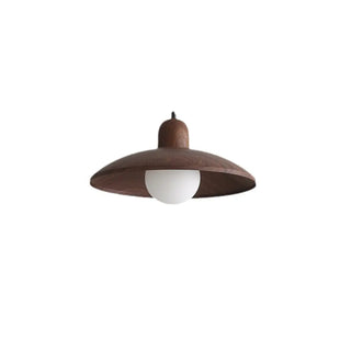 ZOWALA - Contemporary UFO Metal Dining Room Walnut Pendant Light Image - 5