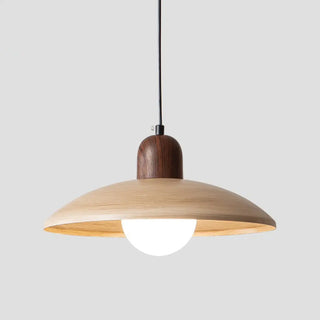ZOWALA - Contemporary UFO Metal Dining Room Walnut Pendant Light Image - 7