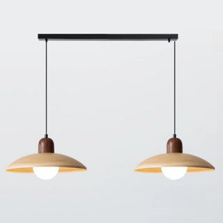 ZOWALA - Contemporary UFO Metal Dining Room Walnut Pendant Light Image - 8